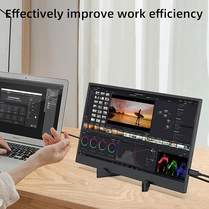 14" Portable Monitor, HDMI Computer Display HDR IPS Gaming Monitor w/Premium Smart Cover & Screen Protector, Speakers, for Laptop PC MAC Phone PS4 Xbox Switch (14")