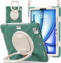 SCSVPN Case for iPad Air 13 inch M4/M3/M2 (2026/2025/2024) & iPad Pro 12.9 Case 6th/5th/4th/3rd Gen 2022 2021 2020 2018, Protective Cover with Pencil Holder-Stand-Handle-Shoulder Strap, Emerald Green