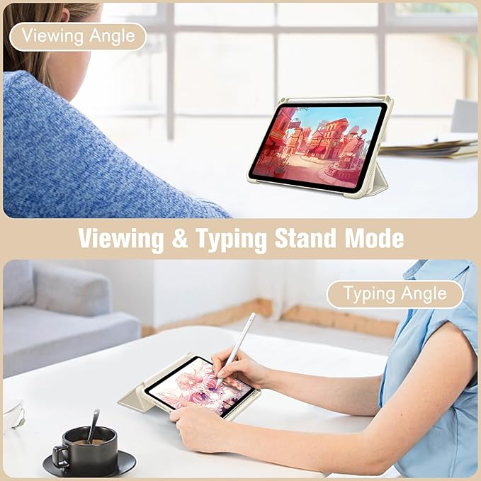 Fintie Hybrid Slim Case for iPad mini 7 (A17 Pro, 7th Generation) 2024 / iPad mini 6 (6th Gen) 8.3 Inch, [Built-in Pencil Holder] Shockproof Cover Clear Transparent Back Shell, Starlight