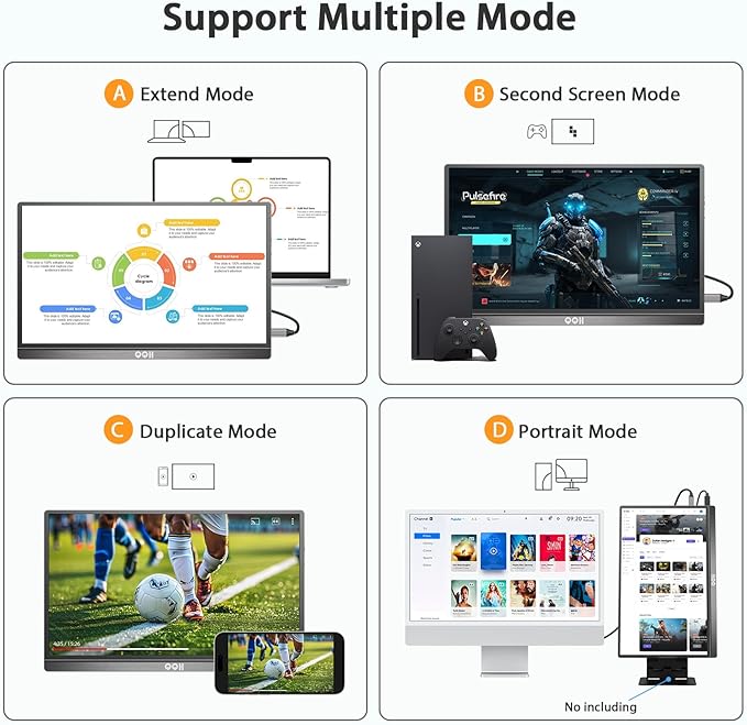 QQH Portable Monitor, 15.6 Inch FHD 1080P USB C HDMI Alloy Travel Monitor for Laptop with Smart Cover & Built-in Speaker, Plug & Play Ultra Slim Second Monitor for Laptop PC Phone Mac