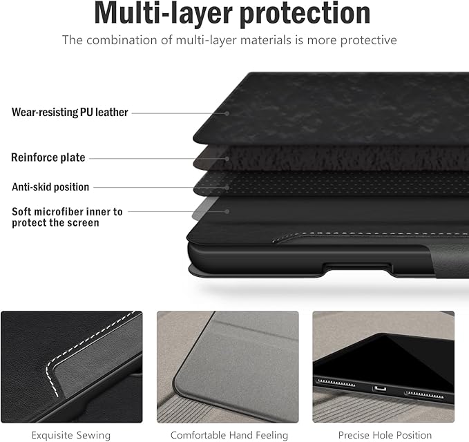 Antbox for iPad Pro 13 Inch Case M5 2025/M4 2024, Built-in Pencil Holder, Supports Pencil Pro/(USB-C), Auto Sleep/Wake, PU Leather (Black)