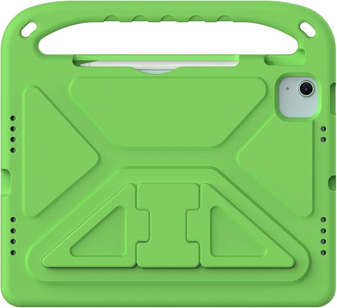 Kids Case for iPad Air 11 inch M4/M3/M2 (2026/2025/2024) & iPad Pro 11 inch M5/M4 (2025/2024) with Pencil Holder/Handle/Kickstand Lightweight Shockproof Cute Soft EVA Foam Stand Cover, Green