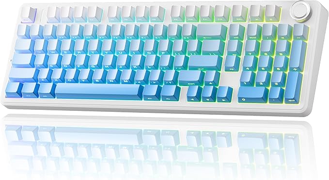 x Aula F99 Pro 99% Mechanical Gaming Keyboard – Wireless Bluetooth, 2.4Ghz RF, USB-C Wired Keyboard with RGB Backlit, Hot-Swappable Pre-lubed Linear Switches, PBT Keycaps, Numpad, Volume Knob
