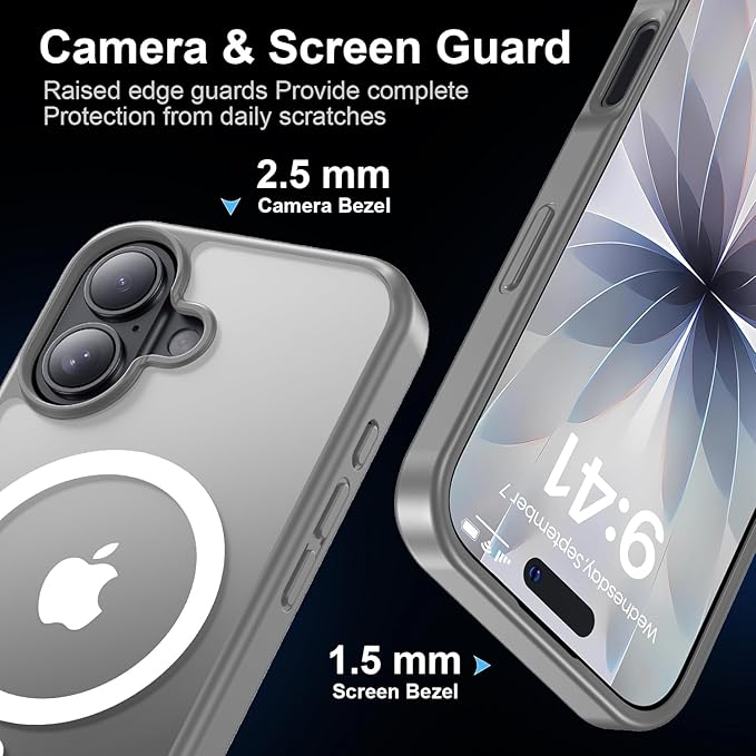 Strong Magnetic for iPhone 17 case [10Ft Military-Grade Protection] Compatible with fit MagSafe Shockproof Slim Thin Cover case for iPhone 17 6.3 inch, Gray