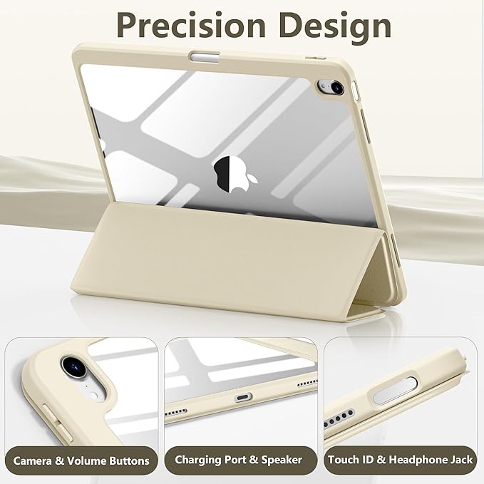 Wenlaty for iPad Air 13 Inch Case M4/M3/M2 (2026/2025/2024) with Pencil Holder, Slim Trifold Stand Protective Cover for iPad Air 13 Case with Clear Transparent Back, Auto Wake/Sleep -Starlight