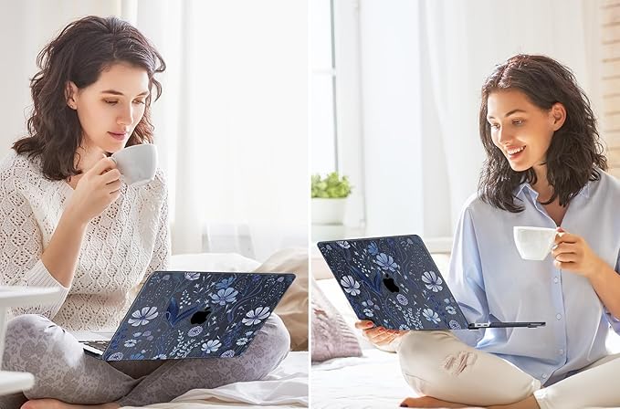 Tuiklol for 2026 MacBook Neo 13 Inch A18 Pro Chip Case, (Model A3404) Anti-Scratch Anti-Drop Slim Hard PC Shell Case with Shockproof Protective MacBook Neo Laptop Cover, Blue Line Floral
