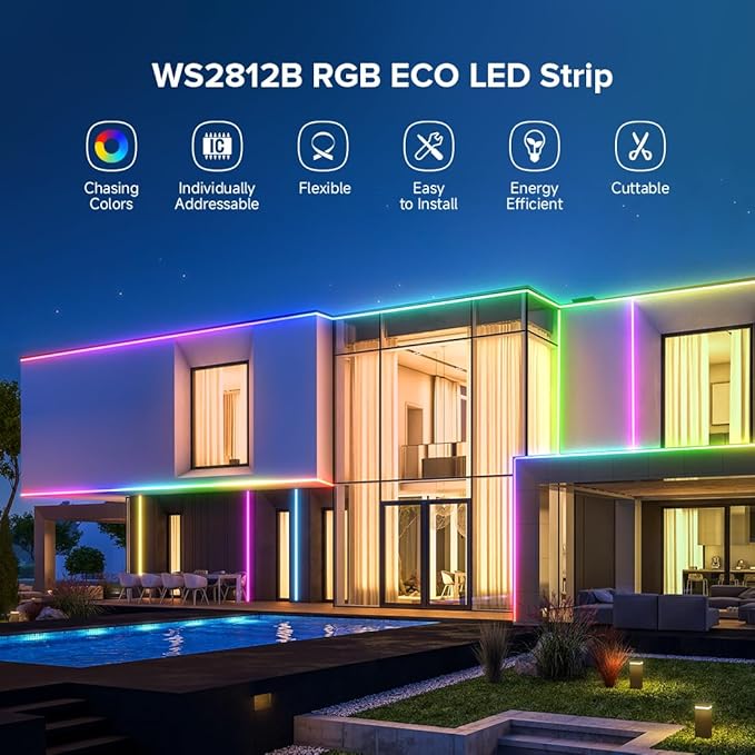SEZO WS2812B LED Strip Light 3.3FT/1M 144LEDs/m Individually Addressable Programmable 5050SMD Digital RGB Alloy Wires Flexible Dream Color IP30 Non-Waterproof PCB White DC5V