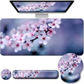 Desk Mat Set + Keyboard and Mouse Pad with Wrist Rest Support,4-in-1 Large Mousepad Computer Mats for Desktop Home & Office-Cherry Bloosom