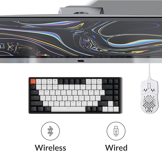 Keychron K2 75% Layout 84 Keys Hot-swappable Bluetooth Wireless/USB Wired Mechanical Keyboard with Super Red Switch/Double-Shot Keycaps/RGB Backlight/Aluminum Frame for Mac Windows Version 2