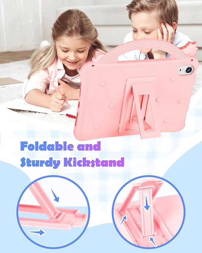 Wazzasoft for iPad mini 7 Case A17 Pro 2024, for iPad mini 6th Generation Case 8.3 Inch Girls Cute Girly Cartoon Kawaii Pretty Design Cover with Stand & Strap Women Teens Funda for Apple Mini 6/Min 7