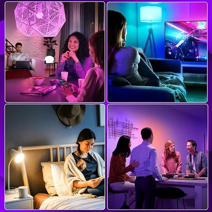 A19 Smart Light Bulb, 9W 900LM RGB+CCT LED Bulb - 16 Million Vibrant DIY Colors, Music Sync via Tuya, Works with Alexa & Google Assistant - 2.4GHz No Hub Required for Home Decor(1Pack)