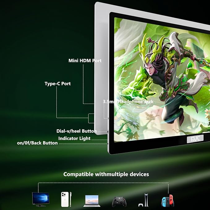 FMC 4K Portable Monitor 15.6" 3840x2160 USB-C HDMI Laptop Monitor, Slim Lightweight 1500:1 Gaming Display with Speakers, Second Monitor for Travel Monitor Laptop & PC Mac Phone PS4 PS5 Switch