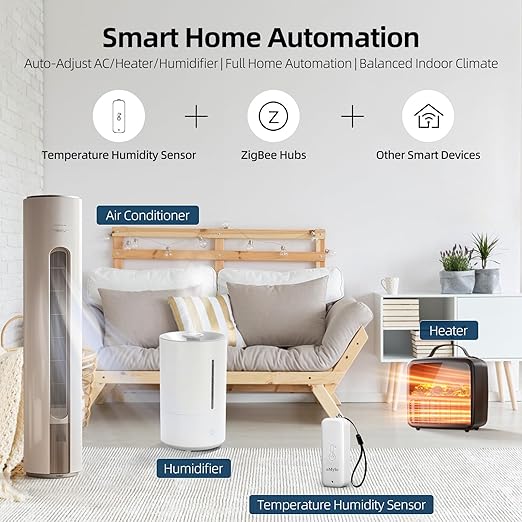 eMylo Zigbee Temperature and Humidity Sensor, IP65 Indoor Outdoor Thermometer Hygrometer for Home Automation, Hub Required, Compatible with Echo Devices with Zigbee Hub Built-in, Home Assistant,Homey