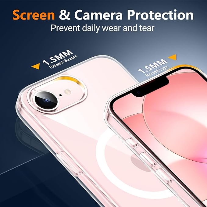 SPIDERCASE Magnetic for iPhone 17e Case for iPhone 16e Case, with [3 Stand Ways] [Military Grade Drop Protection] Invisible Stand Shockproof Slim Case for iPhone 17e/16e 6.1 inch, Clear