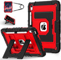 for iPad (A16) 11th 11 Inch/10th Generation 10.9 Inch 2025/2022 iPad Case 10th Generation with Shoulder Strap/Pencil Holder,Shockproof Cover for i Pad 11th/10th,Black Red