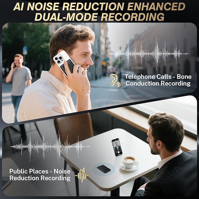 AI Voice Recorder w/Case — 64GB Memory, App Control, GKP9 Recorder Transcribe & Summarize w/AI, 118 Languages Support for Lecture, Meeting, Interview, Call