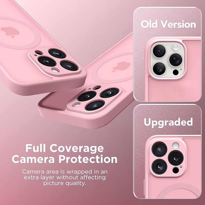 CAPRARO Magnetic for iPhone 14 Pro Case, [Compatible with MagSafe] [Full Camera Protection] Shockproof Protective Slim Translucent Matte Phone Case for iPhone 14 Pro 6.1'', Peach Pink
