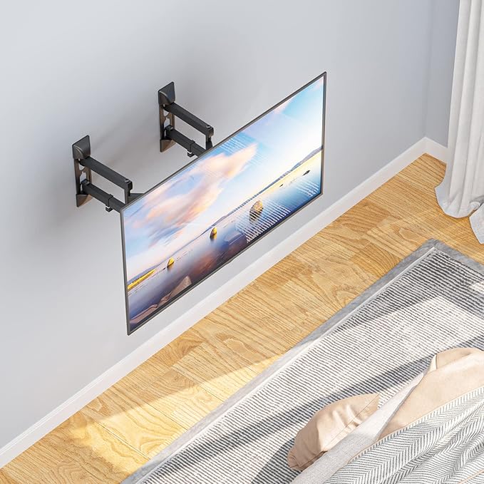 WALI Corner TV Wall Mount for 26-55 inch Flat Curved TVs, Full Motion Corner Bracket for LED, LCD, OLED Screens up to 110lbs, 400x400mm Mounting Holes, Black