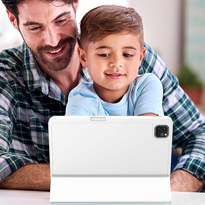 ZryXal iPad Pro 11 Inch Case (M5) 2025/ (M4) 2024 (Model: A2836/A2837/A3006), Trifold Stand Smart Cover with Pencil Holder and Soft TPU Back, Auto Wake/Sleep (White)