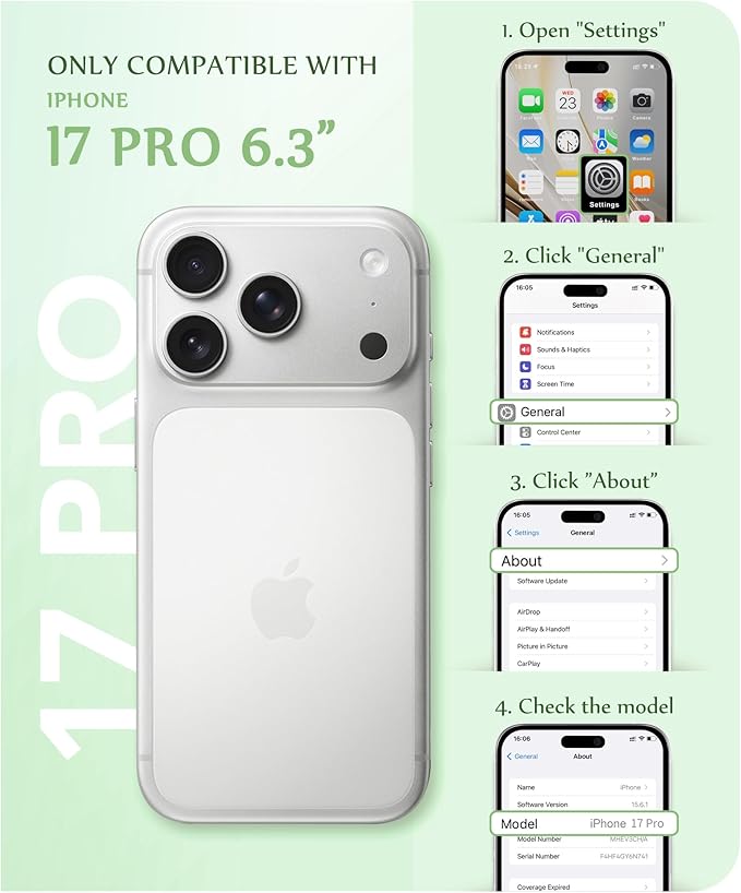 GVIEWIN for iPhone 17 Pro Case Compatible with MagSafe, [Full Camera Protection][Military-Grade Protection] Shockproof Protective Slim Magnetic Marble Phone Case for 17 Pro 6.3", Emerald/Green