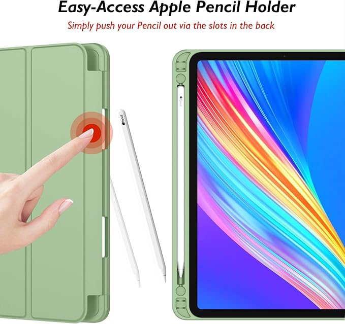iMieet Case for iPad Pro 11 Inch (M5) 2025 /(M4) 2024 5th Gen, Trifold Stand Smart Cover with Pencil Holder and Soft TPU Back, Auto Wake/Sleep (Matcha Green)