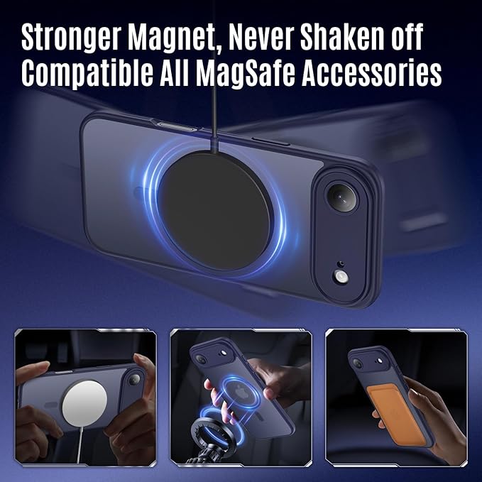 Symcele Designed for iPhone Air Case, Compatible with MagSafe, [Camera Protection] [15FT Military Drop Protection] Shockproof Translucent Matte Anti-Slip Thin Slim Phone Case, 6.5", Deep Blue