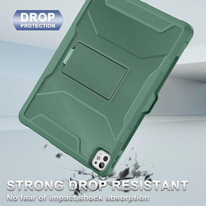 Soke Case for iPad Pro 13 Inch M5/M4 & iPad Air 13 Inch M4/M3/M2(2026/2025/2024), iPad Pro 12.9(2022 2021 2020,6th/5th/4th Gen), Rugged Shockproof Protective Cover - Midnight Green