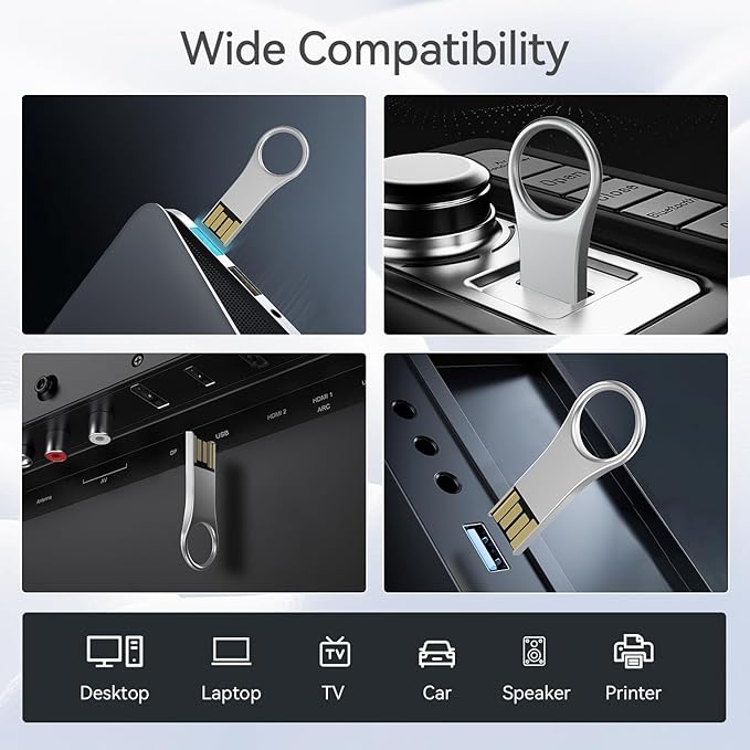 RAOYI 5 Pack 32GB Metal Key Shape USB Flash Drive, USB 2.0 Memory Stick Thumb Drives Jump Drive for PC Laptop Desktop Computer-Silver
