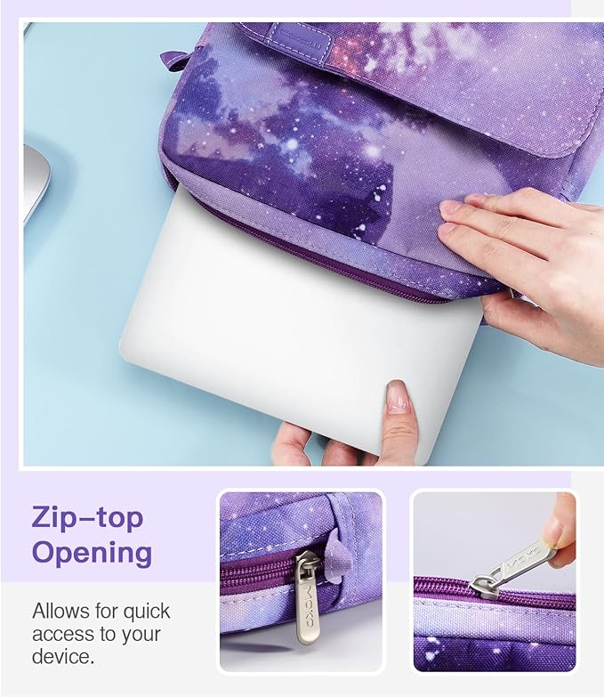MoKo 15 Inch Laptop Sleeve Bag Fits New Mac Air 15" M5 2026, Mac Pro 14" M5/M5 Pro/M5 Max 2026, Galaxy Tab S9 Utra 14.6" 2023, Handle Carrying Case with Shoulder Strap, Purple Starry Sky