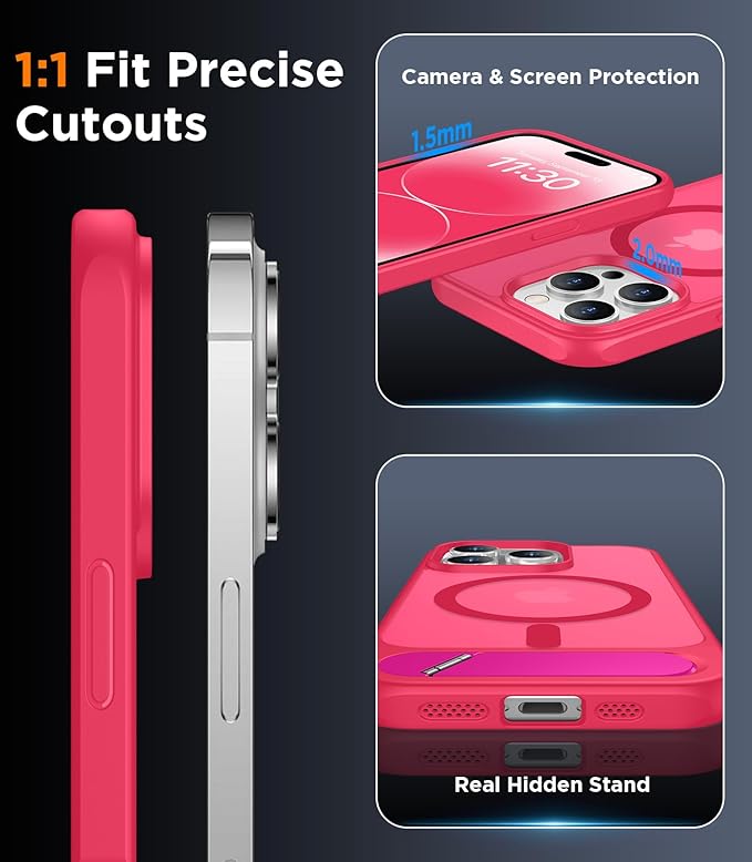 Magnetic Compatible with iPhone 14 Pro Max Case, [Built-in Invisible Kickstand][Compatible with MagSafe] [Military Grade Shockproof] Slim Translucent Matte Phone Case for iPhone 14 Pro Max 6.7"