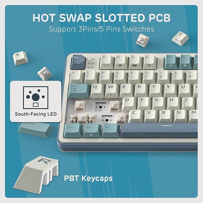 RK ROYAL KLUDGE S98 Mechanical Keyboard w/Smart Display & Knob, Top Mount 96% Wireless Mechanical Keyboard BT/2.4G/USB-C, Hot Swappable, Software Support, Creamy Sounding, 98 Keys