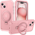 Diaclara Designed for iPhone 15 Plus Case 6.7'', Translucent Matte Back Slim Shockproof Full Body Rugged Case w/Built-in Screen Protector+Ring Stand,Black