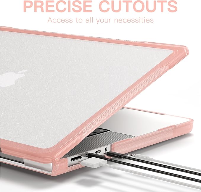Batianda Ultimate Protection Case for New MacBook Pro 14 inch 2026 2025 M5 M4 M3 M2 Pro Max Chip Matte Translucent Rugged Armor Shell Shockproof Carbon Fiber Texture with Keyboard Cover, Peach Pink