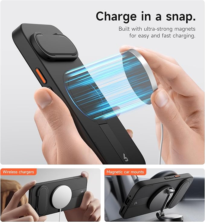 SURITCH for Google Pixel 9 Pro XL Phone Case, Compatible with MagSafe, Protective Cover with Camera Cover & Adjustable Metal Kickstand for Pixel 9 Pro XL -Black