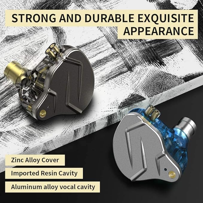 KZ ZSN Pro Wired Earphones in-Ear Headphones HiFi Stereo, 1BA+1DD Dual Driver Powerful Bass and Crystal Clear Audio,Compatible with iPhone, iPad, Android, Computer Most with 3.5mm Jack(Blue with Mic)