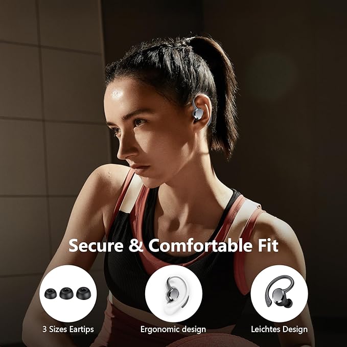 sprtoybat Over Ear Earbuds with Hook, 2026 New Bluetooth 5.4 Sports Wireless Earbuds, 68Hrs Playtime LED Display, IPX7 Waterproof Ear Buds, ENC Noise Cancelling Mic for Running/Workout