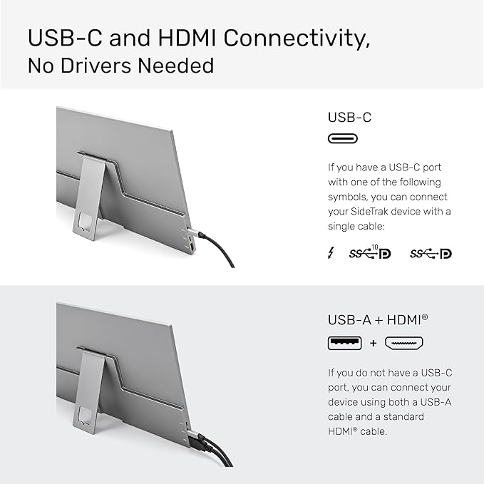 SideTrak Solo Essential 15.6" Portable Monitor for Laptop with Protective Sleeve | FHD Dual Screen w/Kickstand, USB & HDMI Laptop Screen Extender | Compatible with Mac, PC, Chrome