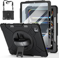 Case for iPad Pro 13 Inch M5 2025/ M4 2024: Military Grade Cover for iPad Pro 13" with Screen Protector - Stand - Handle - Shoulder Strap - Pencil Holder- Black
