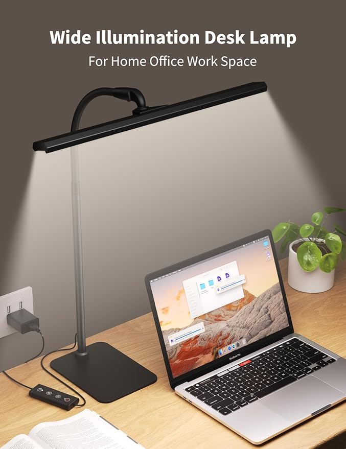 Kary LED Desk Lamps for Home Office, Tall Desk Light with Base, Flexible Gosseneck Adjustable Height 5-Level Dimmable Brightness & Color, Architect Lamp for Working,Reading,Crafting,Study
