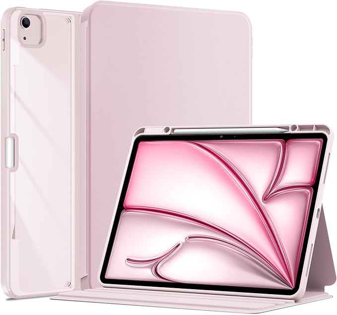 ProCase for iPad Air 13 Inch Case (2026/2025/2024) M4/M3/M2 & iPad Pro 12.9 inch 6th/5th/4th/3rd 2022/2021/2020/2018; Protective Folio Shockproof Case with Pencil Holder -Pink