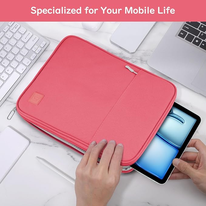 Dadanism 9-11" Tablet Sleeve Padded Carrying Case for iPad (A16) 11th Gen 11", iPad 10th Gen 10.9", iPad Air M4/Pro M5 11", iPad Air 5/4, iPad 9/8/7th Gen, Galaxy Tab A11+ Plus 11", Watermelon Pink