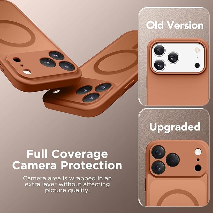 CAPRARO Magnetic for iPhone 17 Pro Max Case, Upgraded [Full Camera Protection] [Compatible with MagSafe] Protective Translucent Matte Women Girl Phone Case Cover, Dark Orange