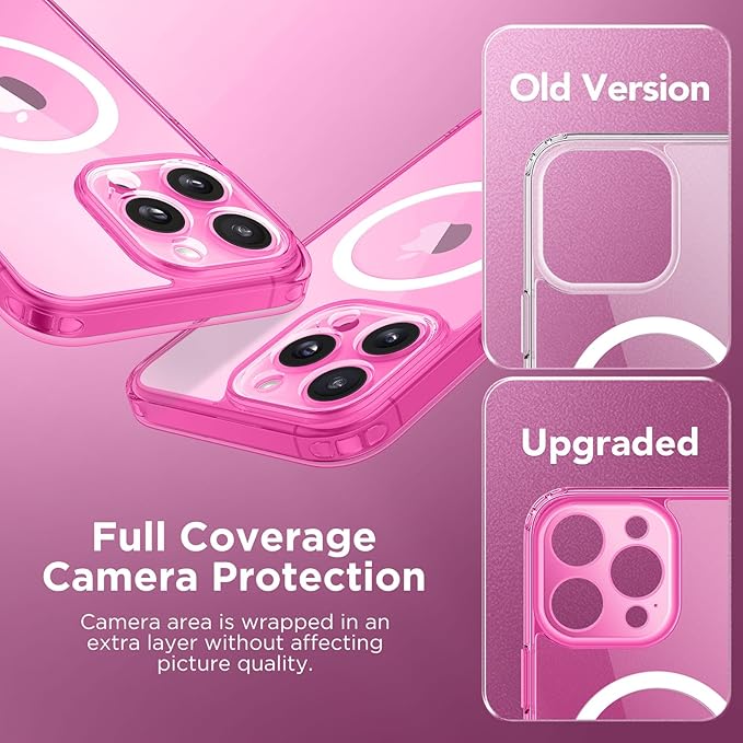 CAPRARO Magnetic for iPhone 13 Pro Case, [Compatible with MagSafe] [Full Camera Protection] Shockproof Protective Slim Translucent Matte Phone Case for iPhone 13 Pro 6.1'', Clear Neon