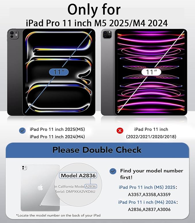 BENTOBEN Magnetic for iPad Pro 11 Inch Case (M5/M4) 2025/2024, Translucent Matte Back Slim Soft TPU Bumper Lightweight Shockproof Protective Women Girls Boys Tablet Case Cover, Black
