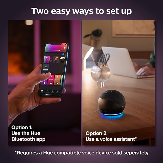 Philips Hue Smart 100W A21 LED Bulb - White and Color Ambiance Color-Changing Light - 4 Pack - 1600LM - E26 - Indoor - Control with Hue App - Works with Alexa, Google Assistant and Apple Homekit.