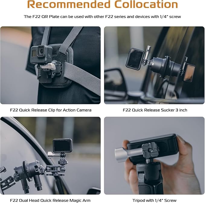 ULANZI Falcam F22 Quick Release Kit for Action Camera and DJI OSMO - Aluminum Action Camera Mounting Adapter Convert to F22 QR System with 1/4" Thread for Tripods, Selfie Sticks, Vlogging Accessories
