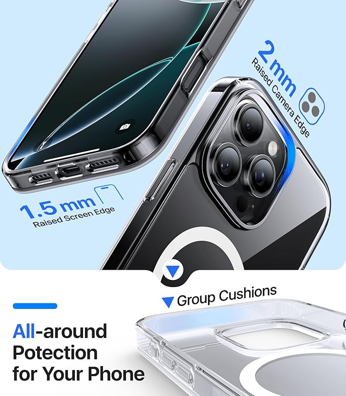 Magnetic for iPhone 16 Pro Max Case[Compatible with MagSafe][Military-Grade Drop Protection][Anti-Yellowing]Shockproof Protective Translucent Matte Cover for iPhone 16 Pro Max Phone Case,Clear
