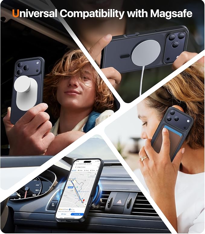 Magnetic for iPhone 17 Pro Max Case,[Anti-Slip][Compatible with MagSafe][Military Grade Drop Protection] Shockproof Protective Translucent Matte Phone Case for iPhone 17 Pro Max Case,Black