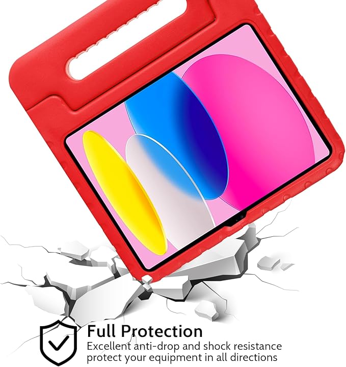 Dteck Kids Case for iPad 10th Generation 10.9" 2022,iPad 10th Gen Case with Pencil Holder, Shockproof Rugged Lightweight EVA Handle Stand Child Proof Kids Case for 10.9 inch iPad 10th Generation,Red