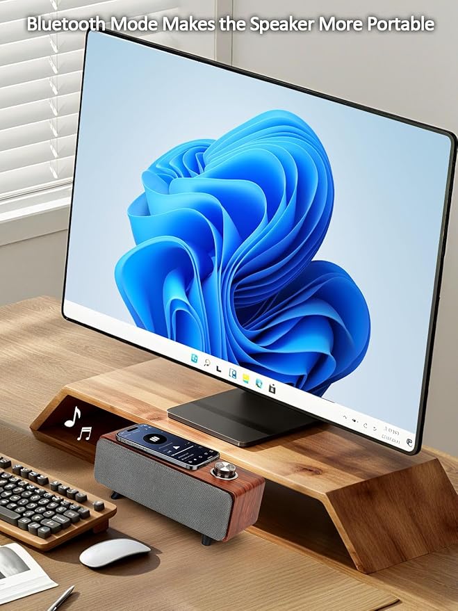 OR O R O W Computer Speakers,10W PC Speakers with Bluetooth,Stereo Sound & Enhanced Bass,USB Laptop Speakers,Sound Bar for PC, Phone and Mac(S207) (Brown)